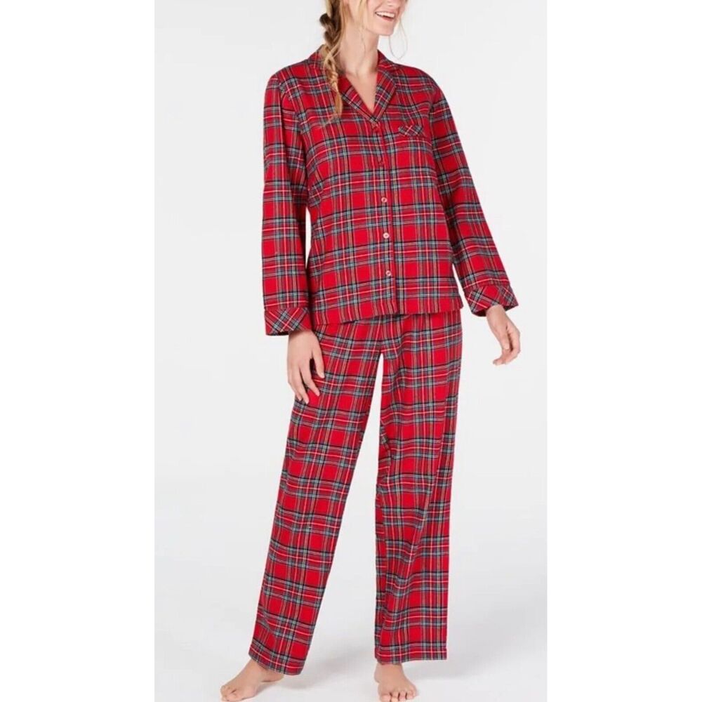 Family Red Plaid Christmas Womens Pajama Set Size XXL